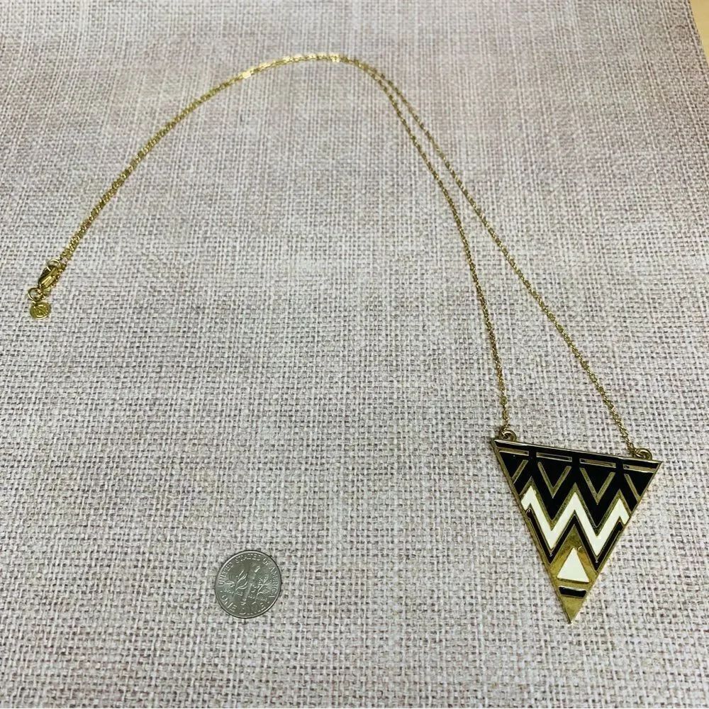 House of Harlow Gold Black White Enameled Triangle Necklace